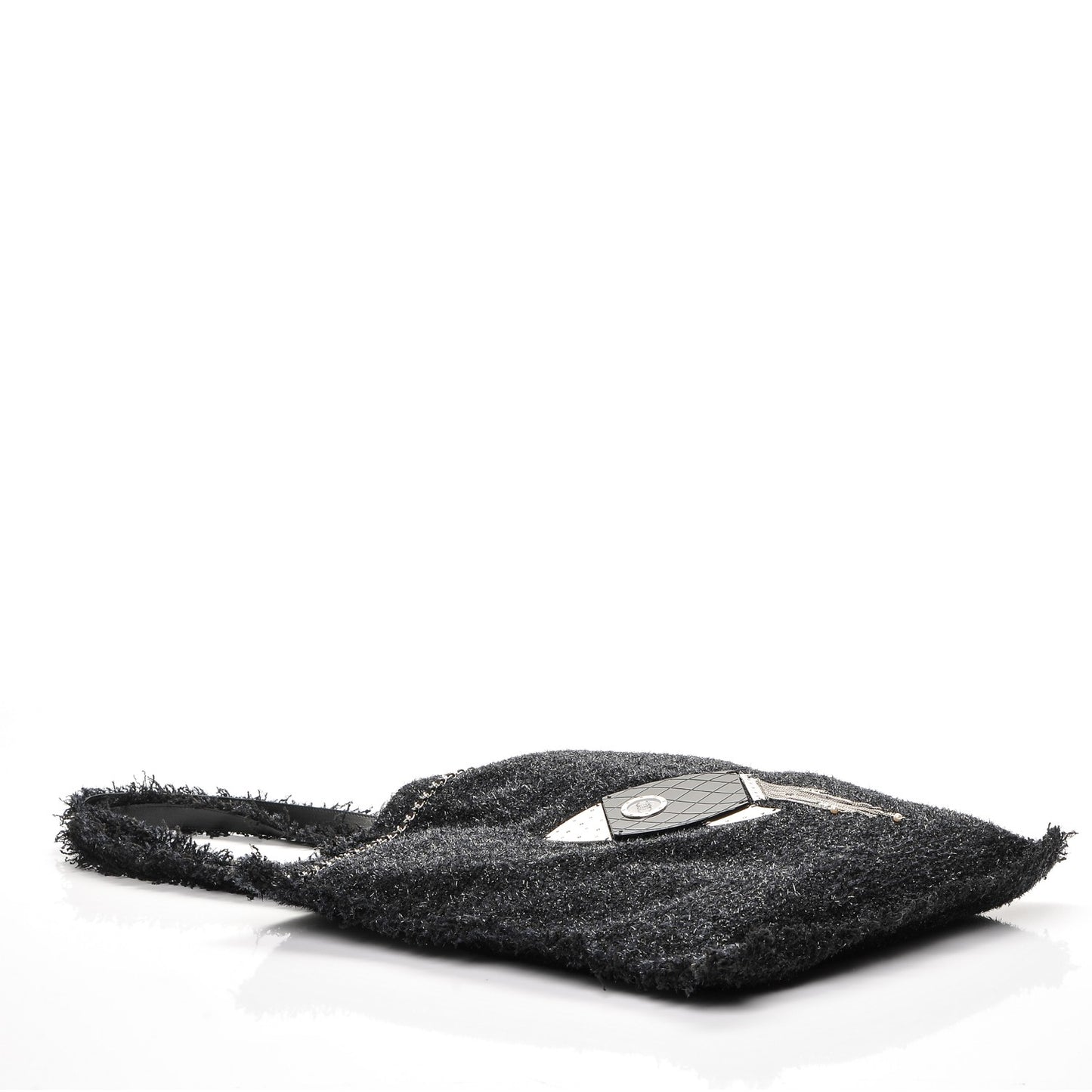 Tweed Resin Strass Shopping In Fabrics Tote Black