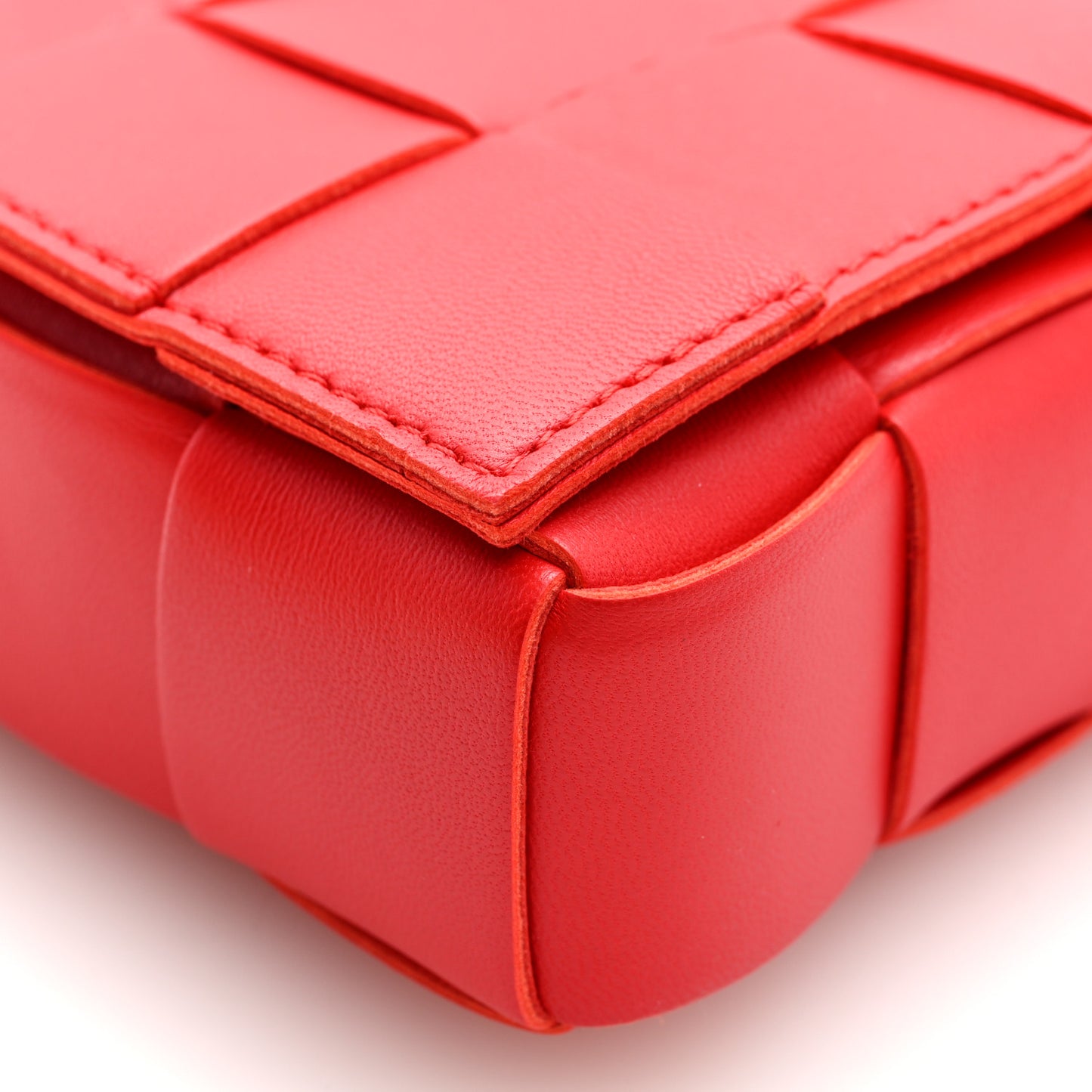 Lambskin Maxi Intrecciato Small Cassette Crossbody Bag Redstone