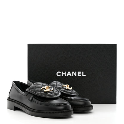 Chanel Lambskin Quilted CC Turnlock Loafers 38.5 Black 17 of 19