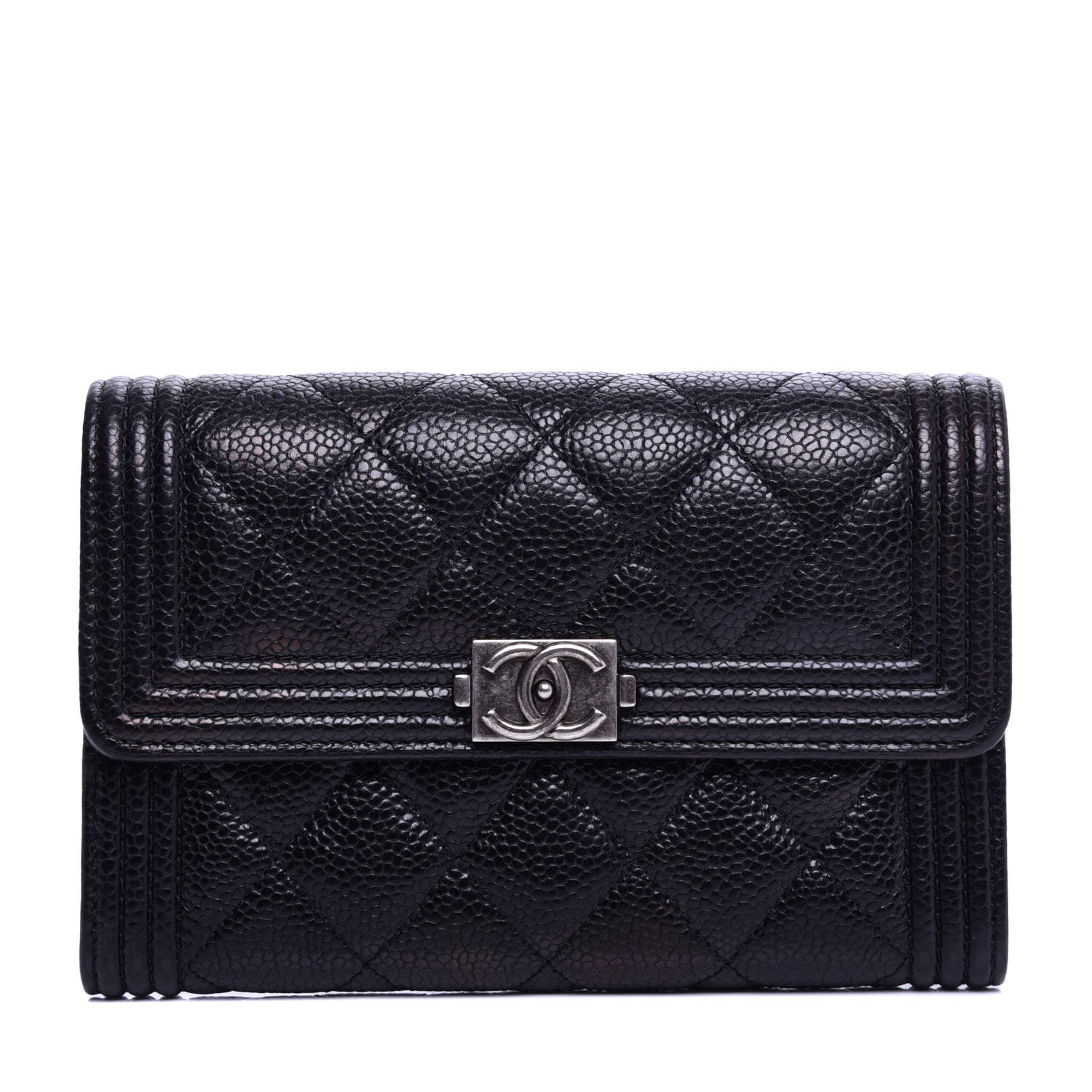 Chanel Caviar Quilted Medium Boy Flap Wallet Black 1 of 8