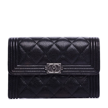 Chanel Caviar Quilted Medium Boy Flap Wallet Black 1 of 8