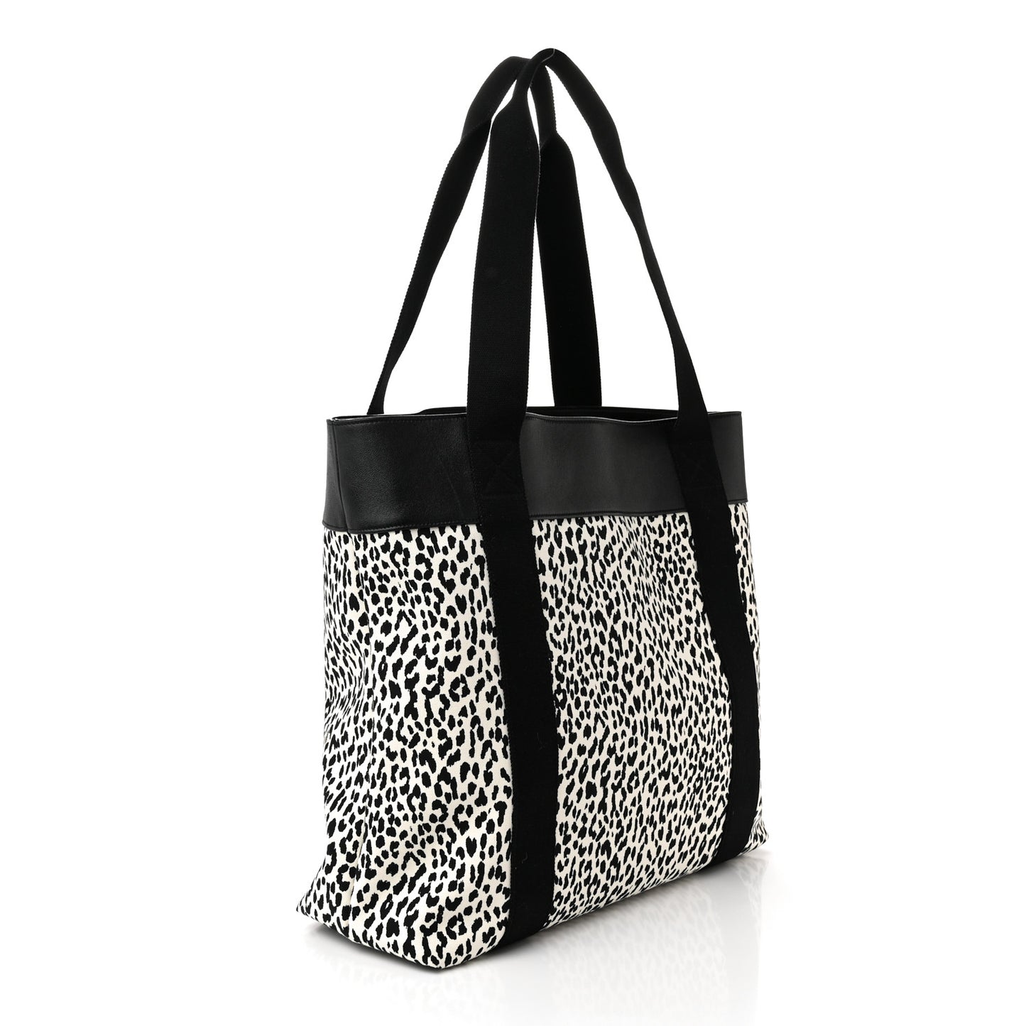 Canvas Leopard Olona Tote Black White