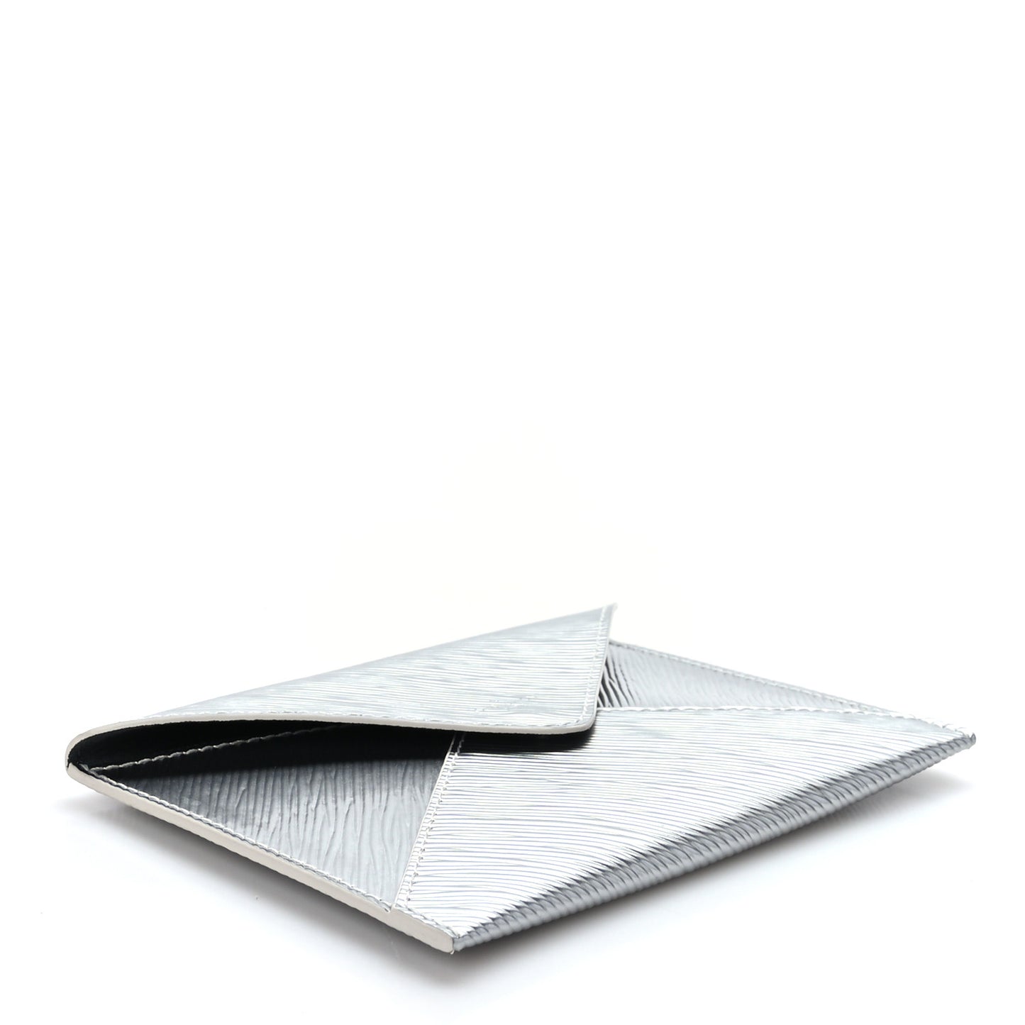 Metallic Epi Invitation Envelope Clutch Silver