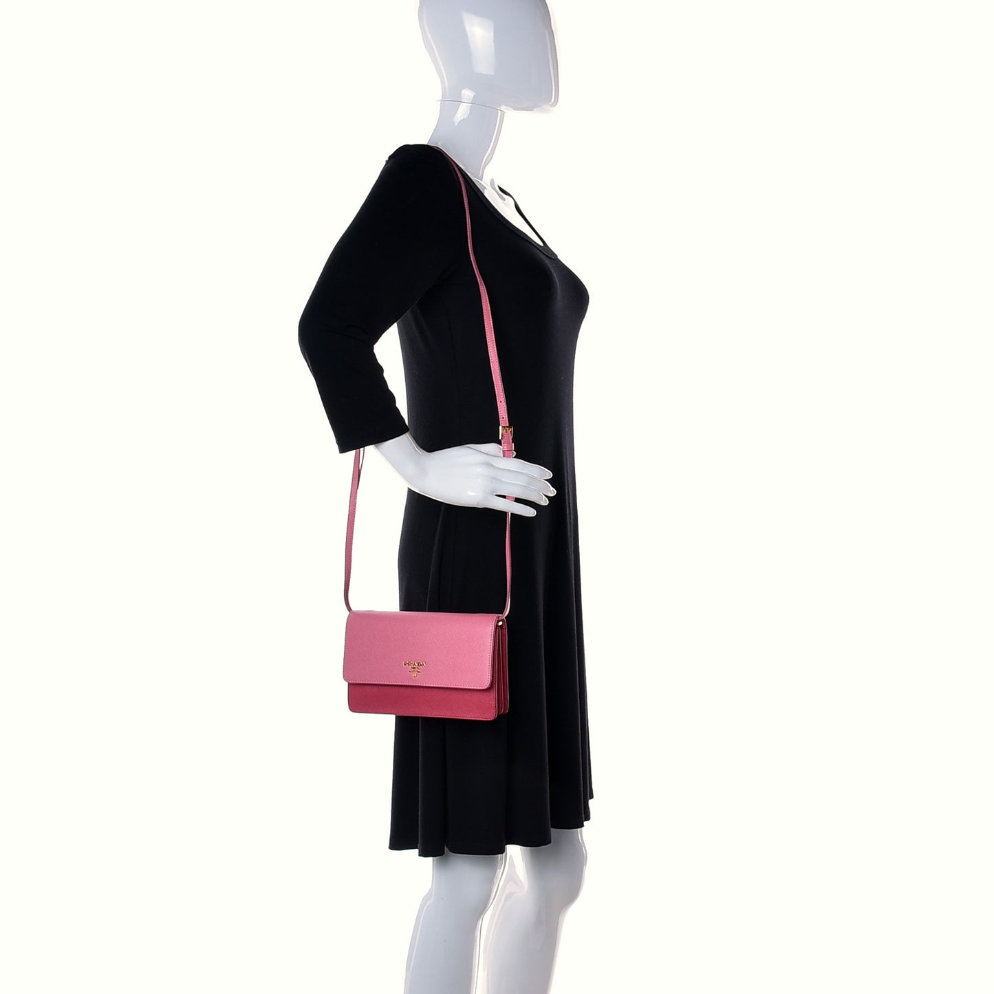 Saffiano Lux Metal Flap Wallet with Strap Peonia Geranio