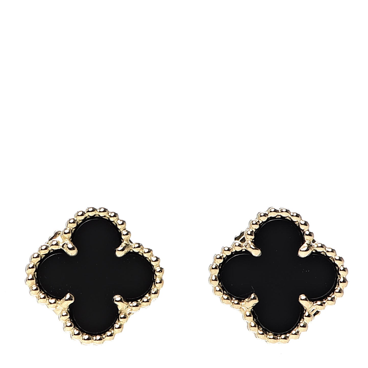 18K Yellow Gold Black Onyx Sweet Alhambra Earrings
