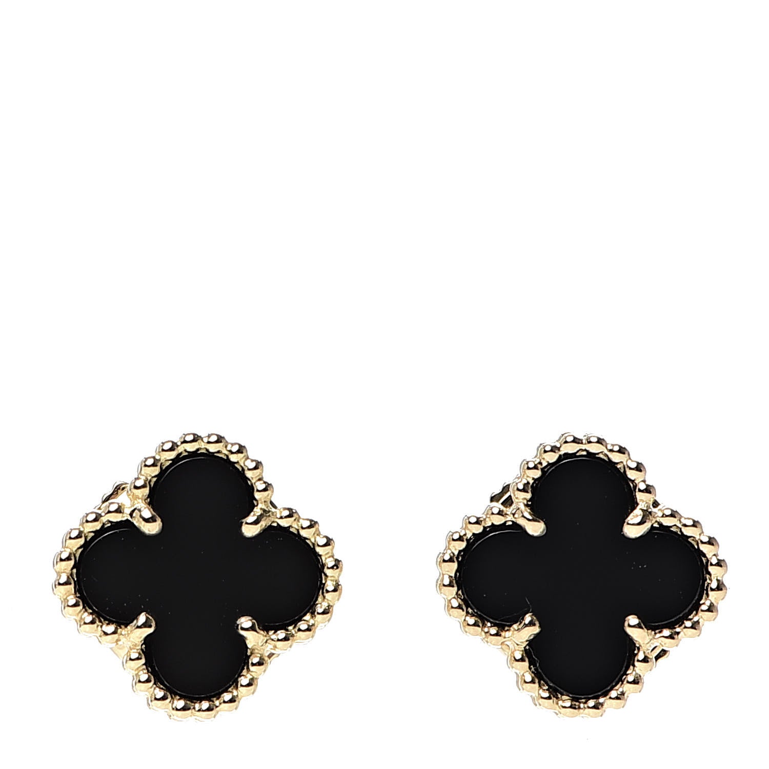 Van Cleef & Arpels 18K Yellow Gold Black Onyx Sweet Alhambra Earrings 1 of 6