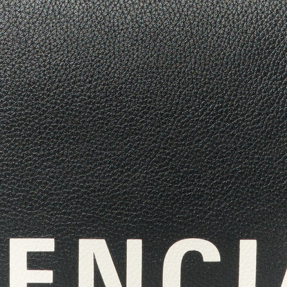 Balenciaga Calfskin Logo Medium Cash Pouch With Handle Black White 9 of 9