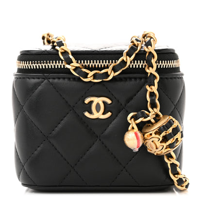 Chanel Lambskin Quilted Mini Pearl Crush Vanity Case With Chain Black 1 of 11