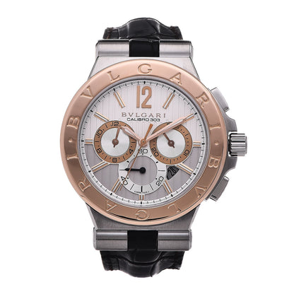 Bulgari Stainless Steel 18K Rose Gold Alligator 42mm Diagono Calibre 303 Chronograph Automatic Watch 1 of 11