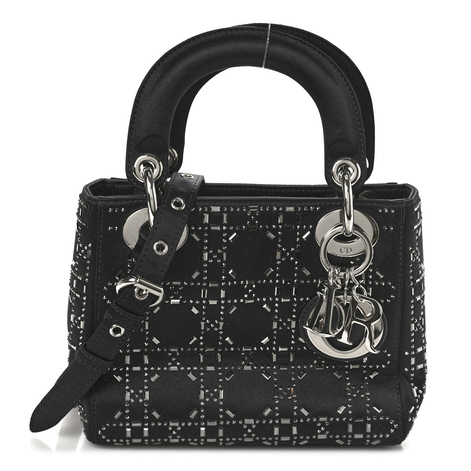 Christian Dior Satin Crystal Cannage Mini Lady Dior Black 1 of 10