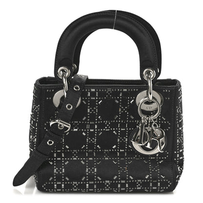Christian Dior Satin Crystal Cannage Mini Lady Dior Black 1 of 10