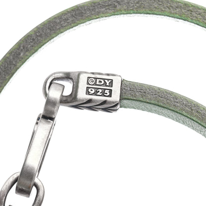 David Yurman Sterling Silver Leather Chevron Double Wrap Bracelet Green 4 of 4