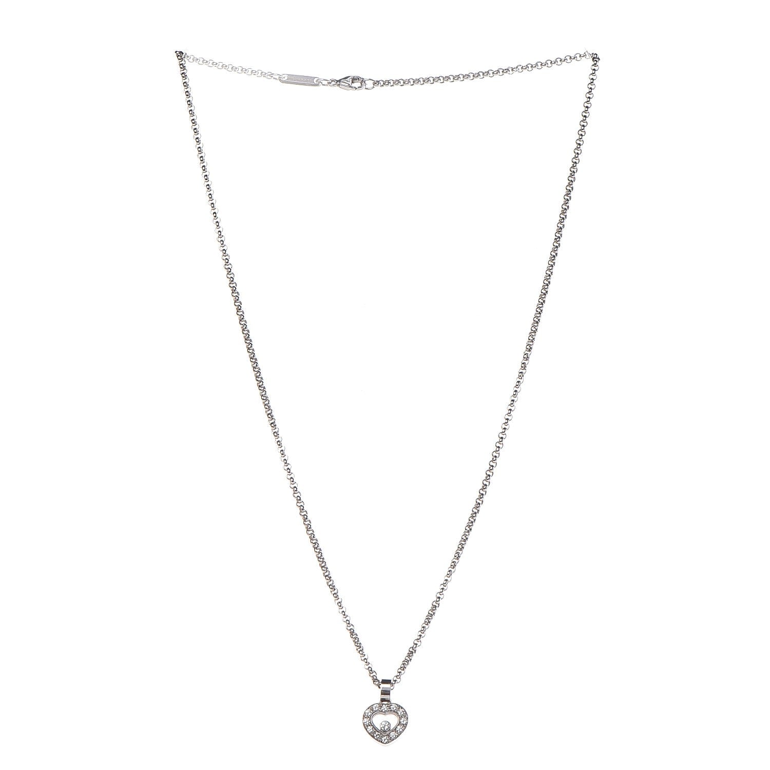 Chopard 18K White Gold Happy Diamonds Heart Necklace 3 of 8