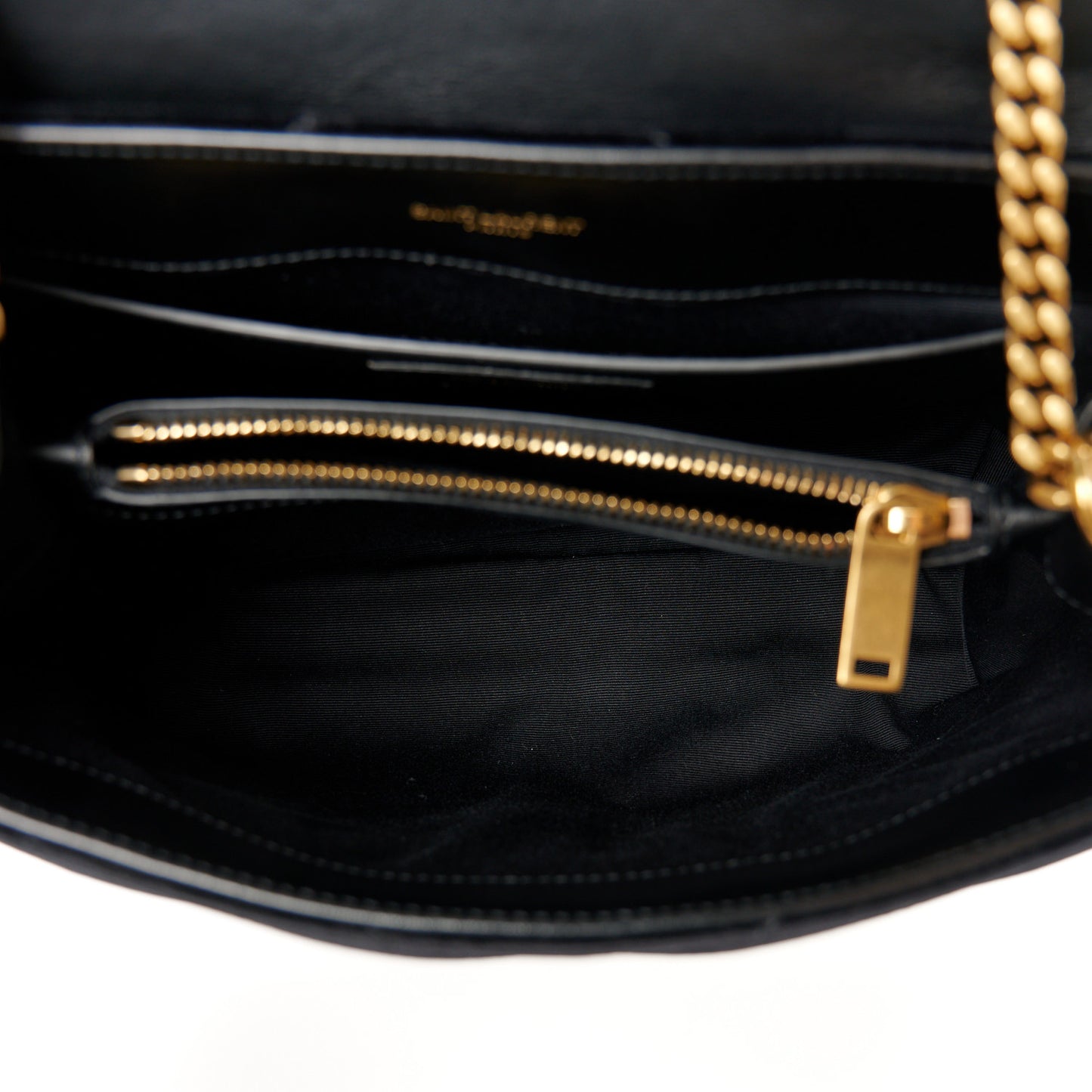Velvet Y Quilted Monogram Small Loulou Chain Satchel Black