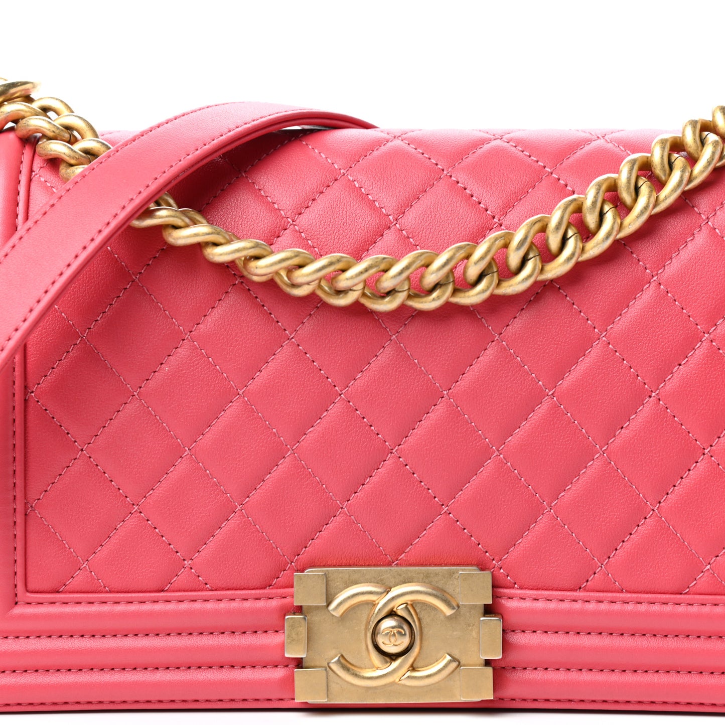 Calfskin Quilted Medium Boy Flap Pink