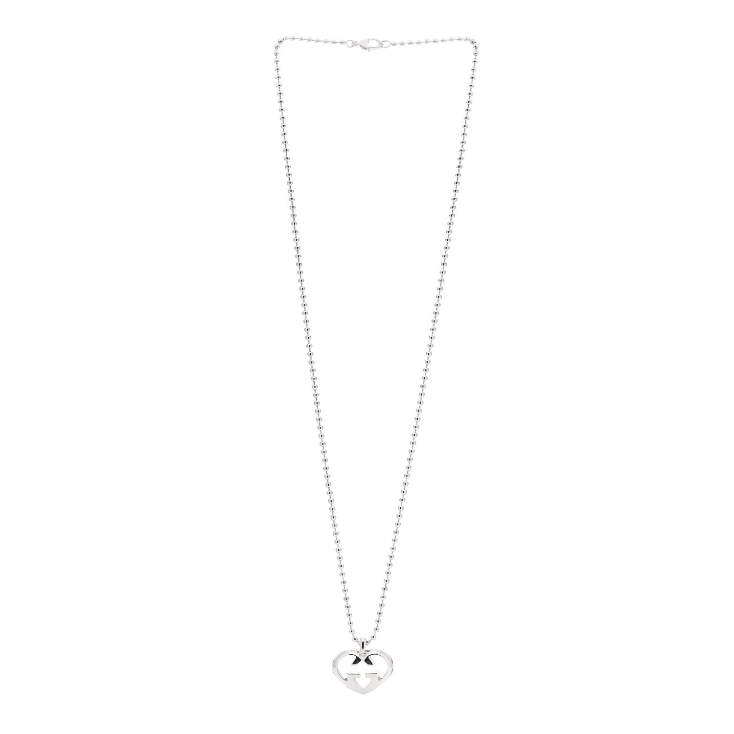 Gucci Sterling Silver Britt Heart Pendant Necklace 3 of 5