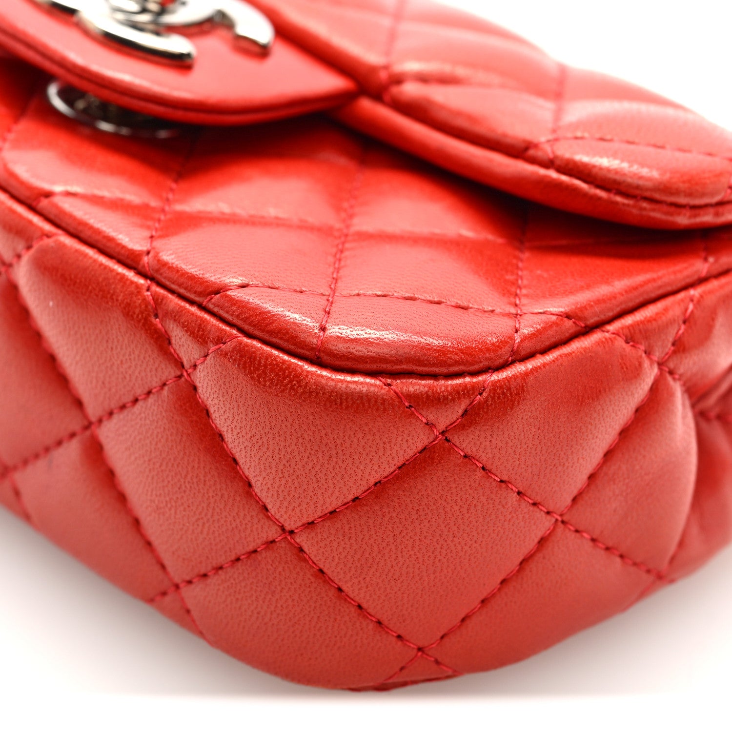 Chanel Lambskin Quilted Double Mini Flap Crossbody Red 11 of 11