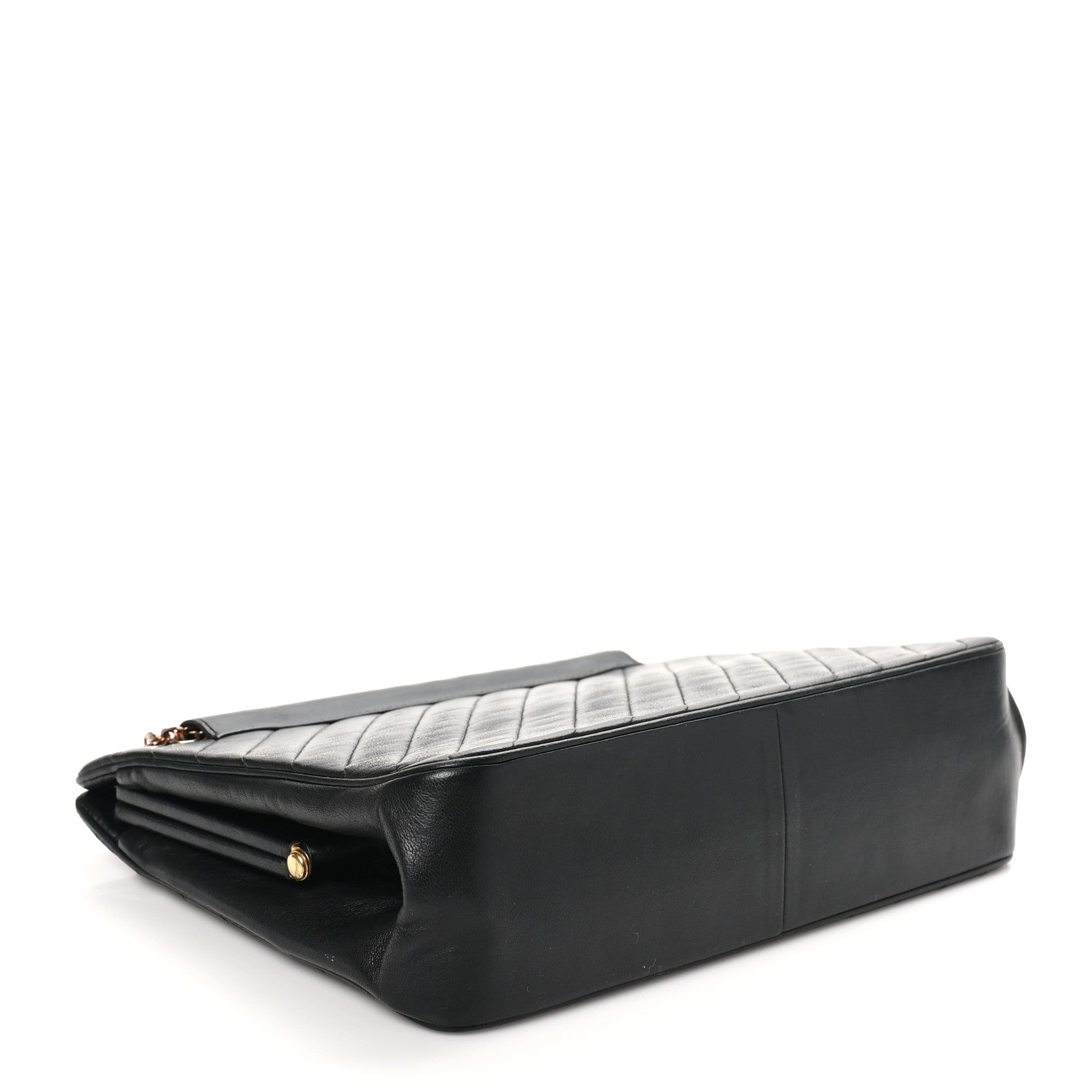 Chanel Lambskin Diagonal Quilted Kisslock Bag Black 4 of 11