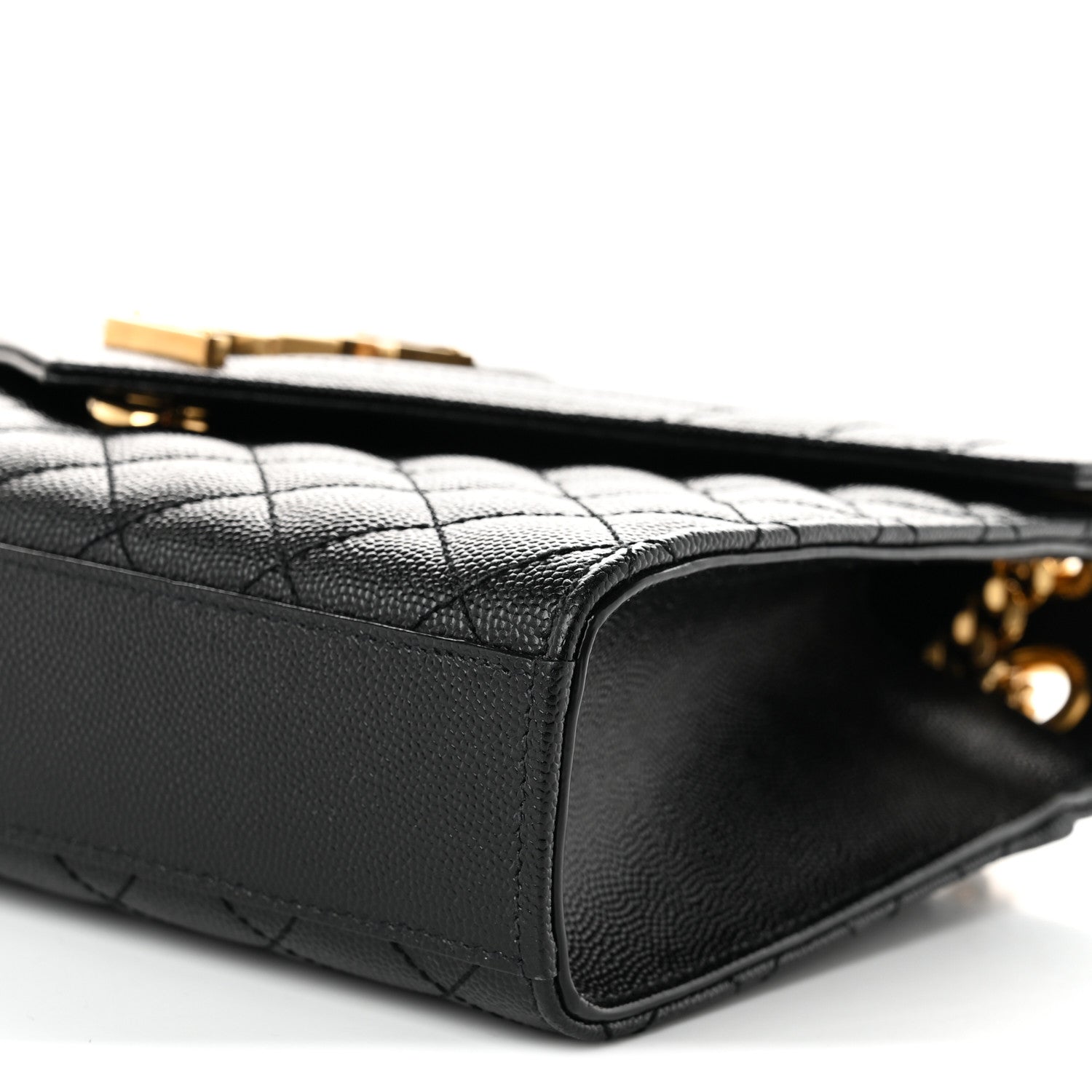 Saint Laurent Grain De Poudre Textured Mixed Matelasse Triquilt Medium Monogram Satchel Black 10 of 10