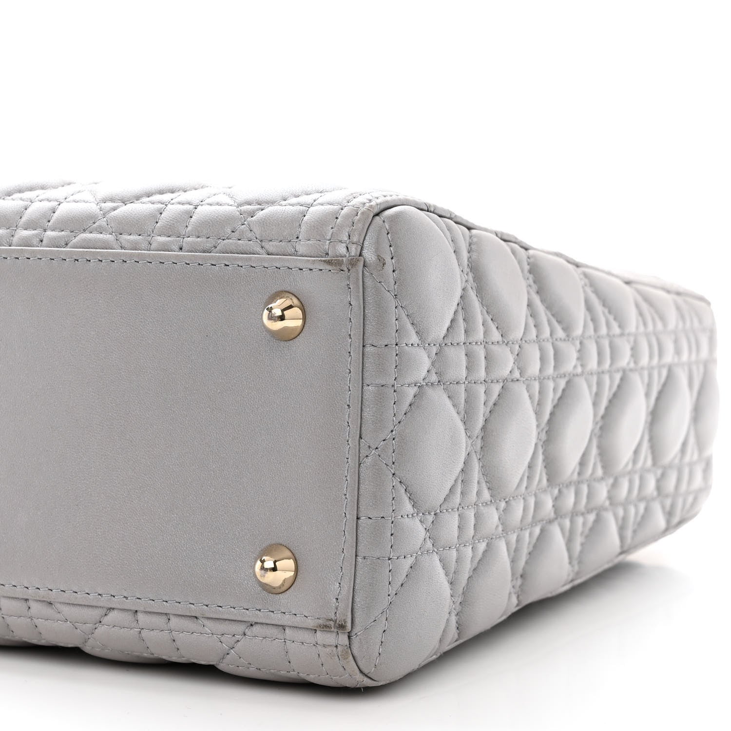 Christian Dior Metallic Lambskin Cannage Large Lady Dior Light Grey 10 of 14