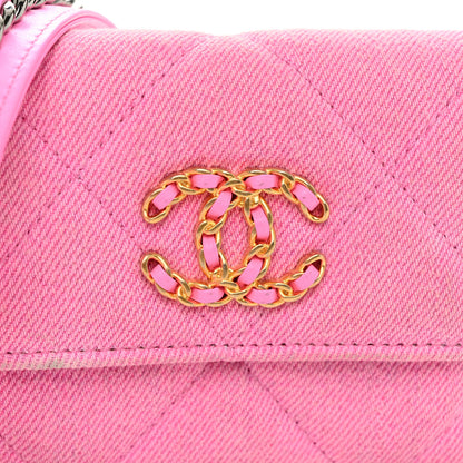 Chanel Denim Quilted Chanel 19 Flap Coin Purse With Chain Pink 8 of 12