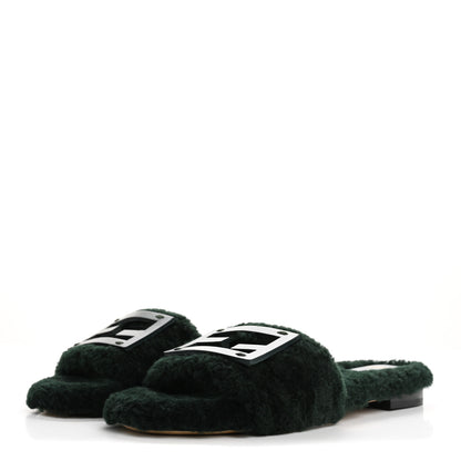 Fendi Shearling FF Baguette Slide Sandals 37 Salvia 4 of 8