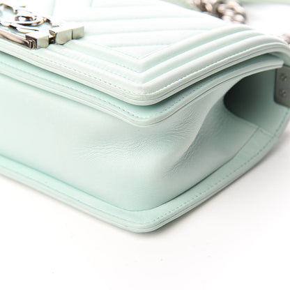Chanel Iridescent Lambskin Chevron Quilted Small Boy Flap Turquoise 9 of 10