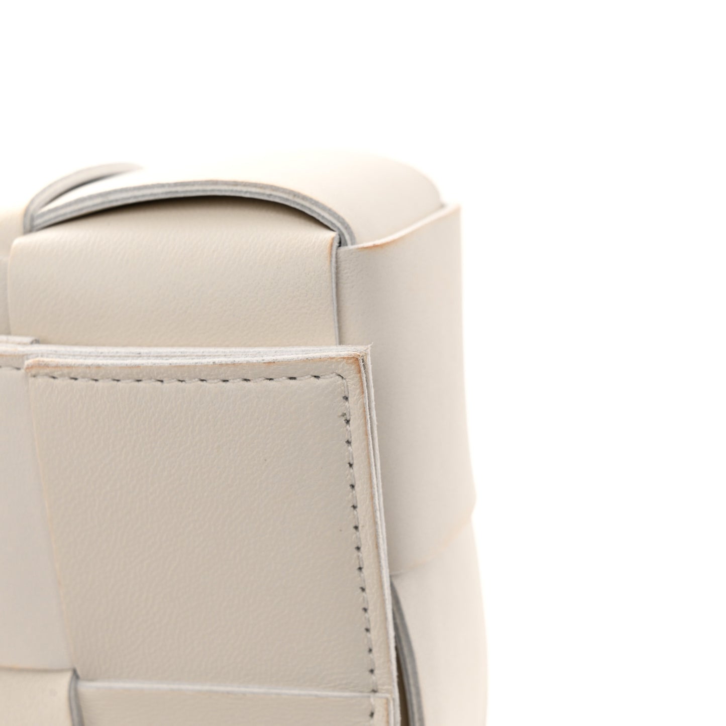 Lambskin Maxi Intrecciato Cassette Crossbody Bag White