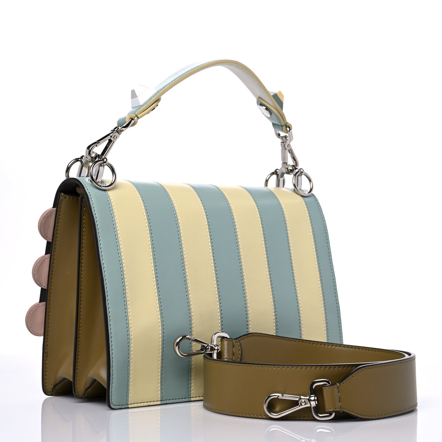 Vitello Liberty Pequin Inlay Studded Kan I Shoulder Bag Multicolor