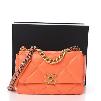 Chanel Goatskin Quilted Medium 19 Flap Orange 10 of 10