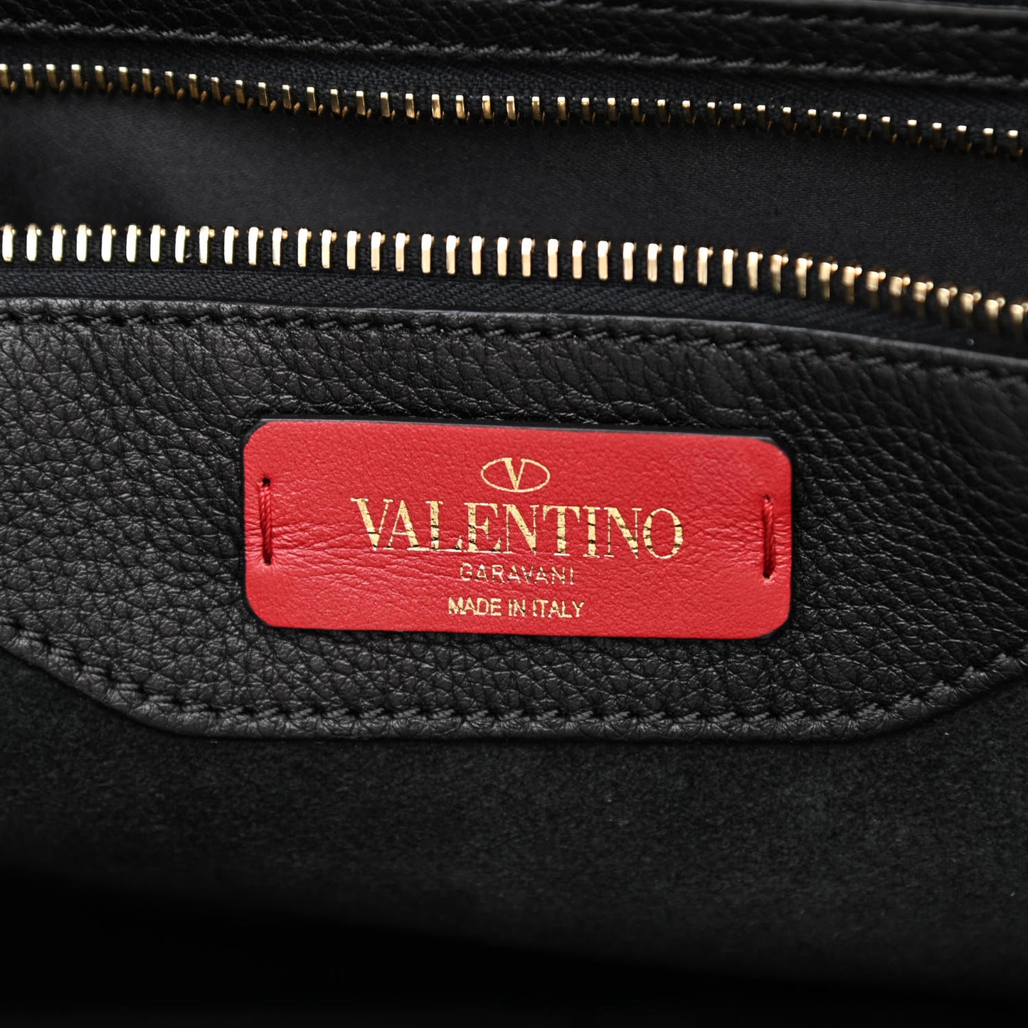 Grained Calfskin Rockstud Shoulder Tote Black