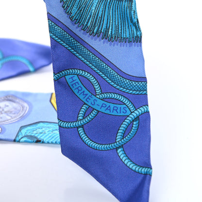 Hermes Silk Epaulettes Twilly Lavande Turquoise Jaune 3 of 4
