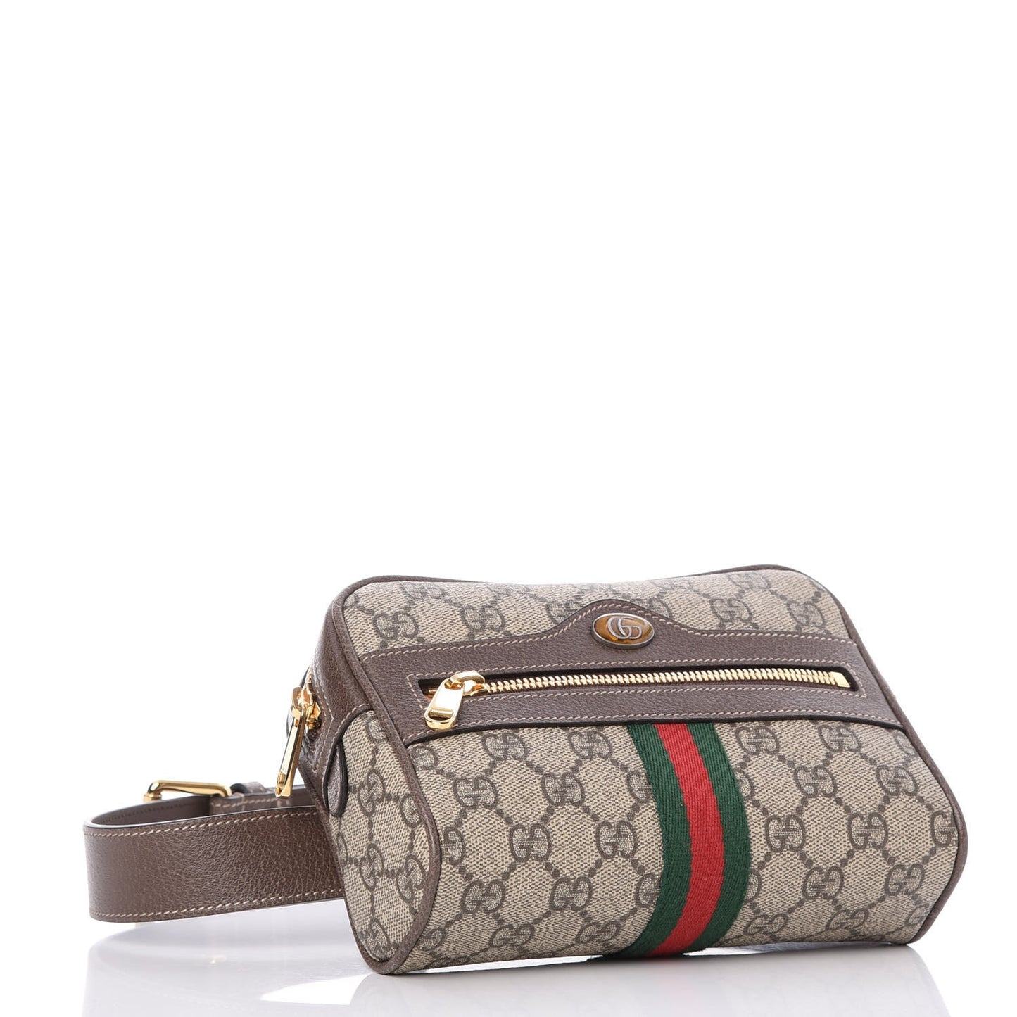 GG Supreme Monogram Web Small Ophidia Belt Bag 85 34 Dark Brown