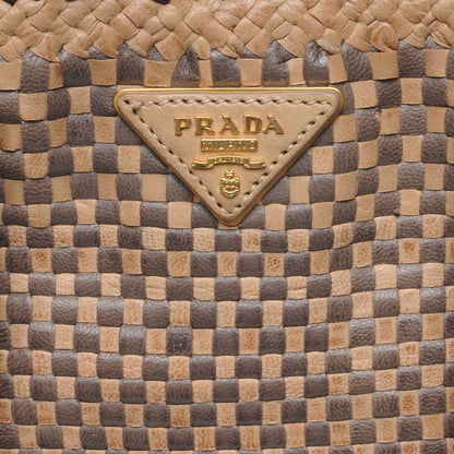 Prada Goatskin Woven Tote Grafite Cera 5 of 9