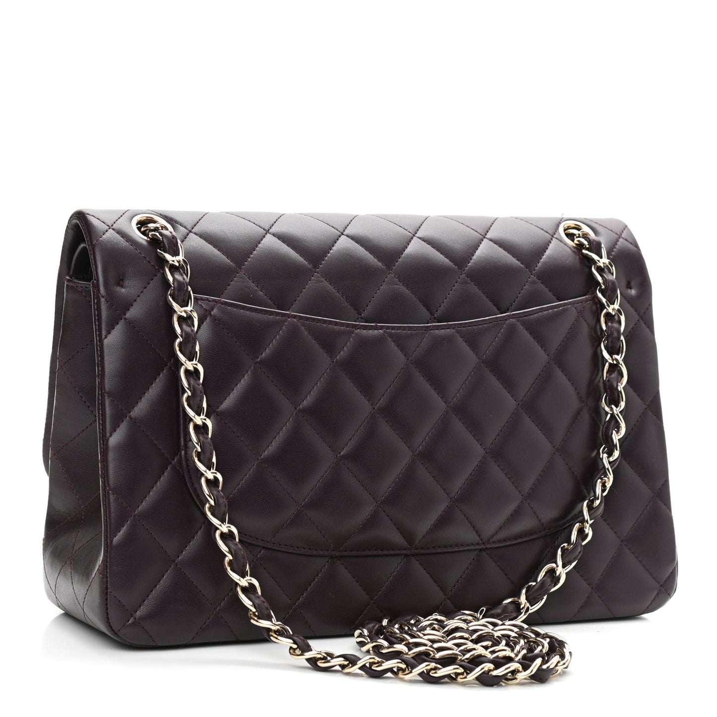 Lambskin Quilted Jumbo Double Flap Purple