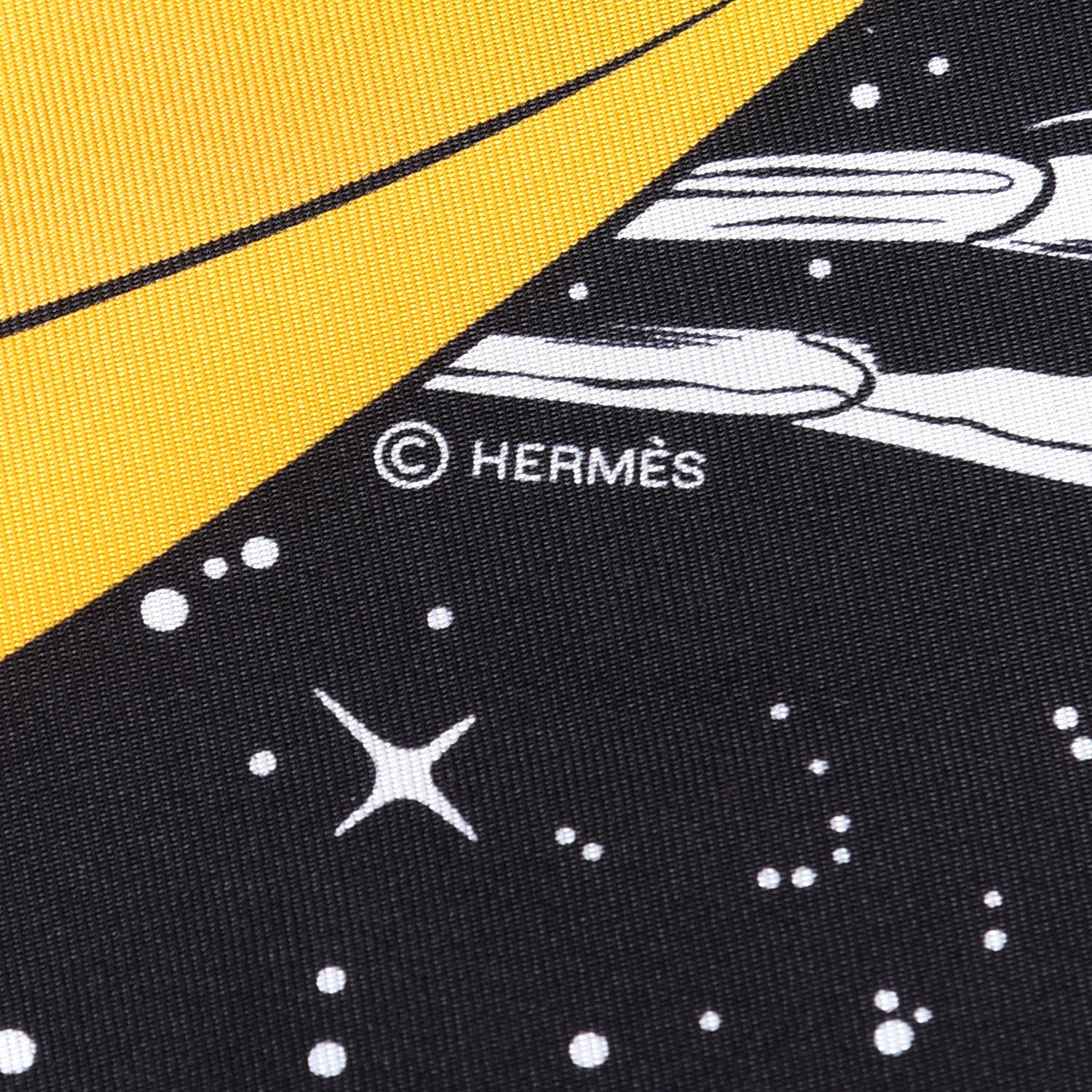 Hermes Silk Space Derby Scarf 90 Black White Gold 4 of 4