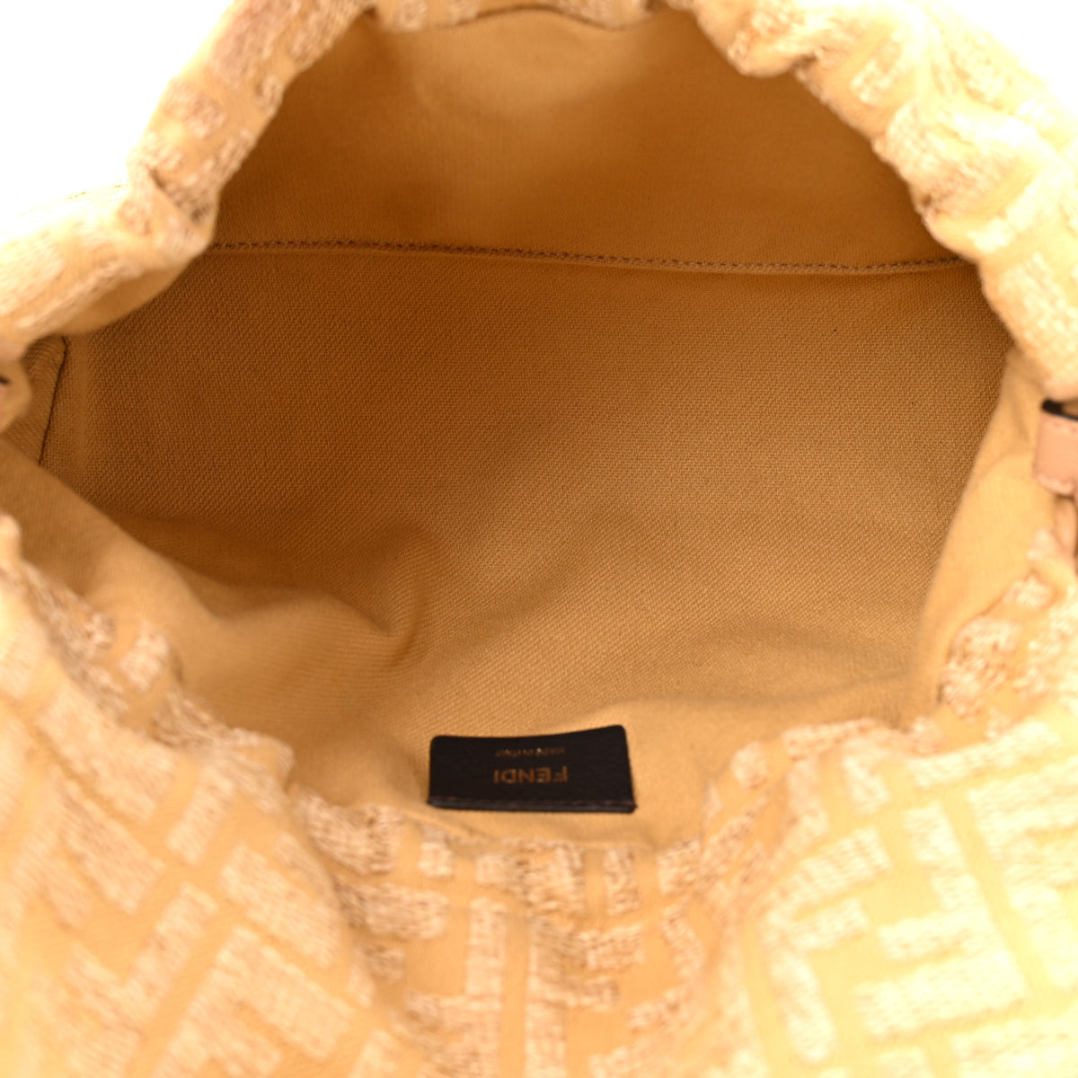Fendi Fabric Jacquard Raffia Straw Fringe Medium Mamma Baguette Beige 4 of 9