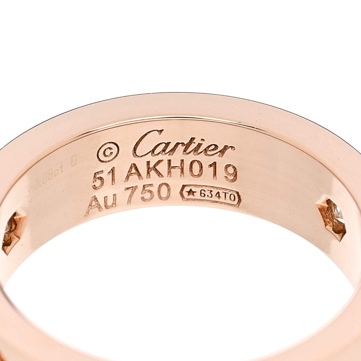 18K Pink Gold 3 Diamond 5.5mm LOVE Ring 51 5.75