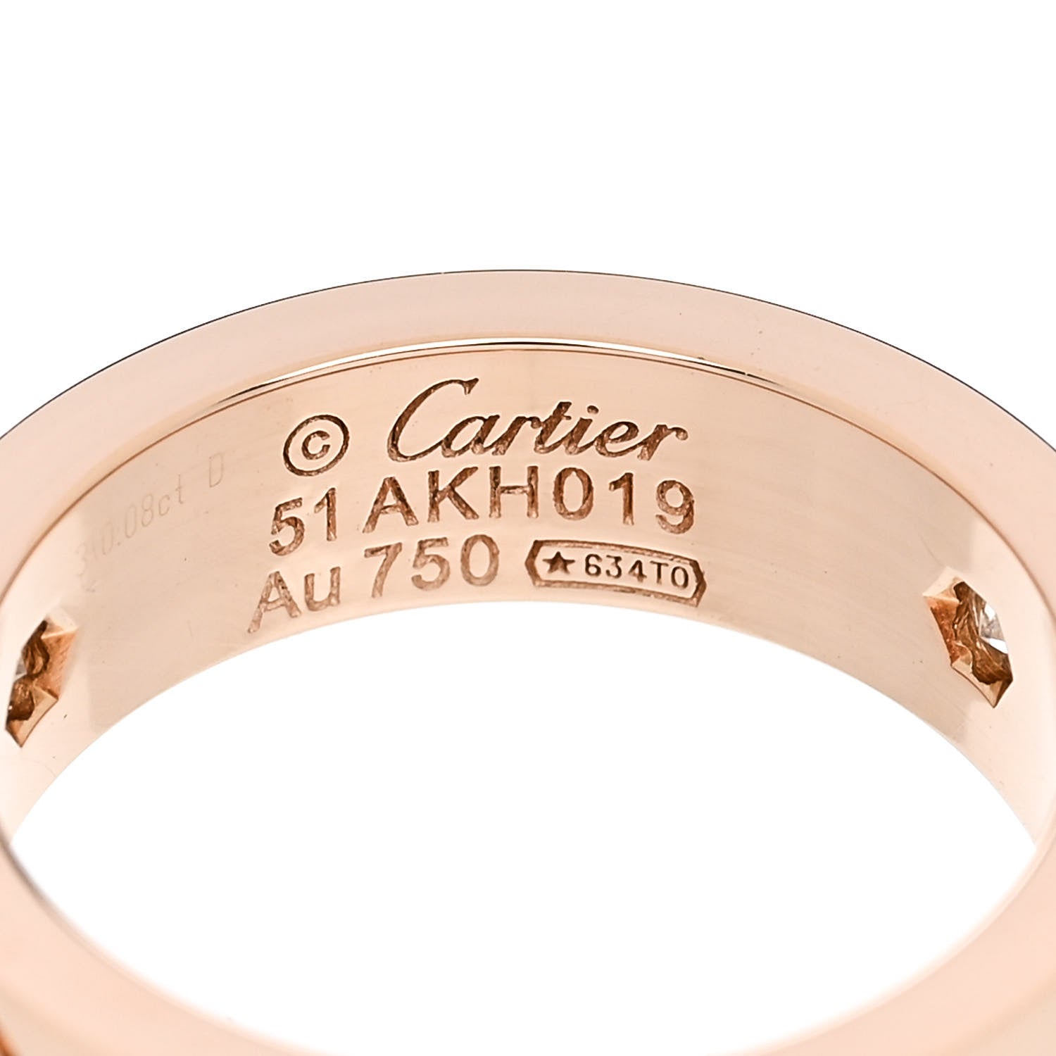 Cartier 18K Pink Gold 3 Diamond 5.5mm LOVE Ring 51 5.75 4 of 4