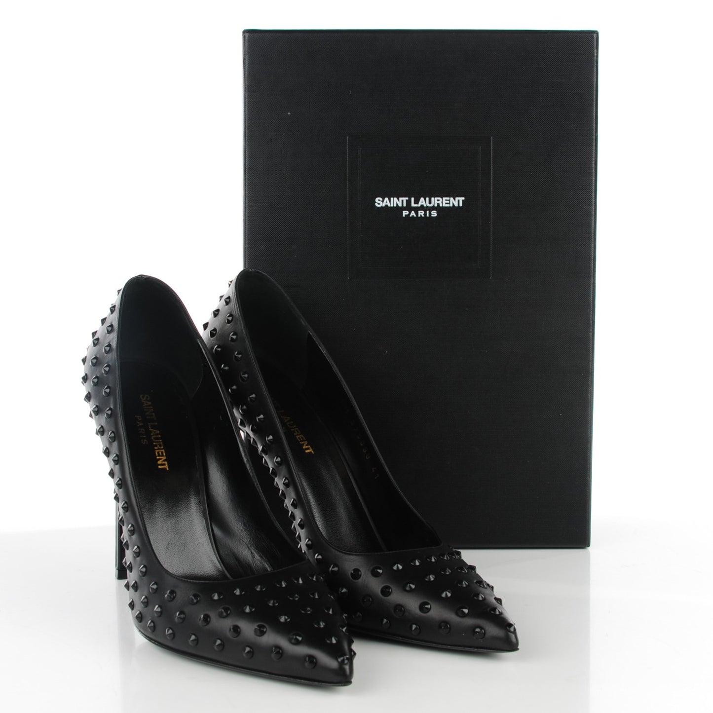 Calfskin Paris Spiked 105 Pumps 41 Black
