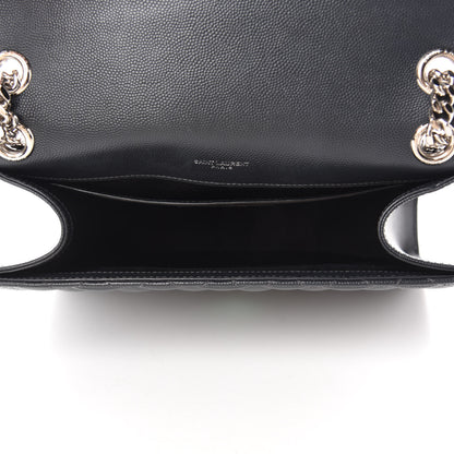 Saint Laurent Grain De Poudre Textured Mixed Matelasse Triquilt Medium Monogram Satchel Deep Marine 5 of 11