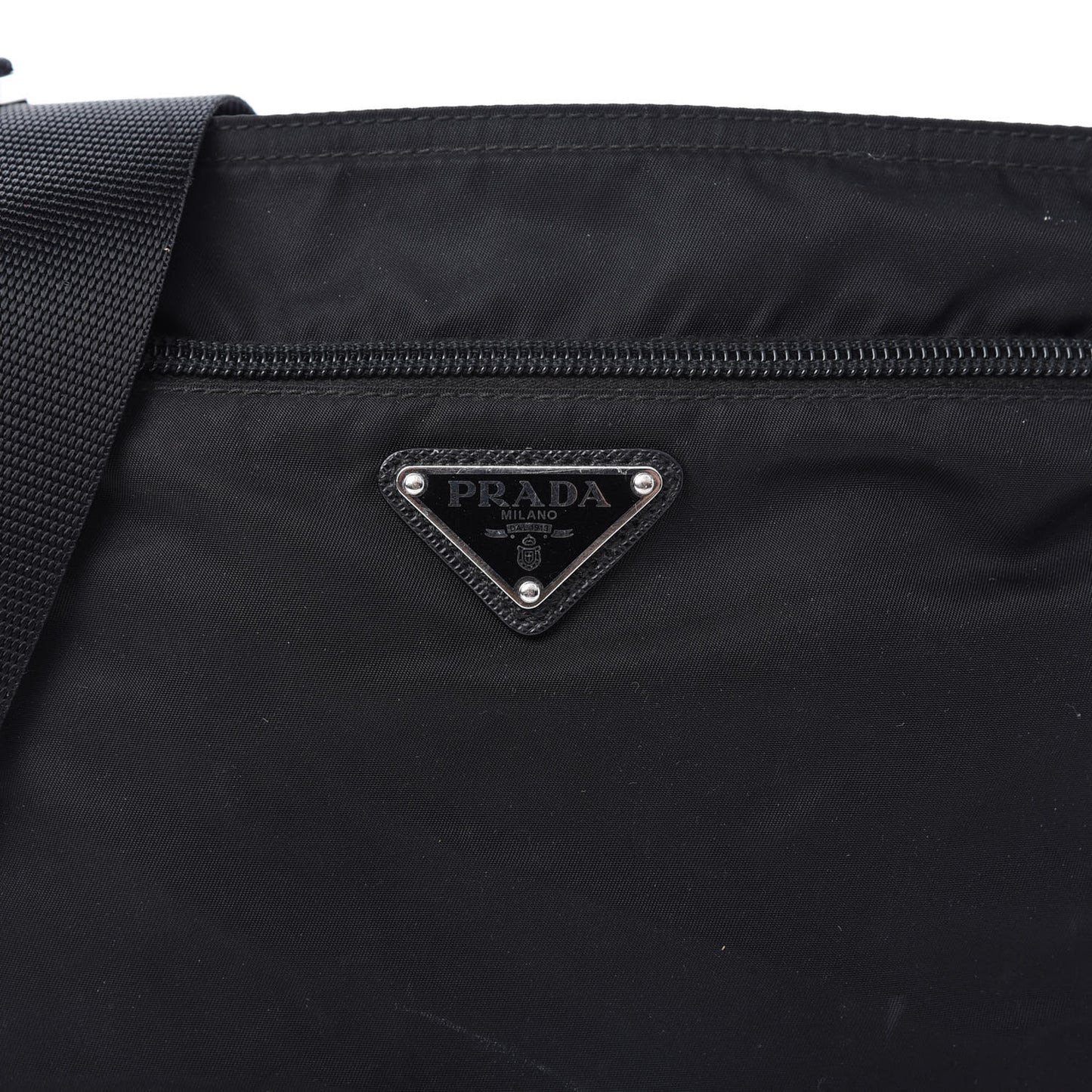 Nylon Flat Messenger Bag Black