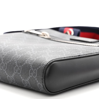 Gucci GG Supreme Monogram Web Small Flat Messenger Bag Black Grey 10 of 10