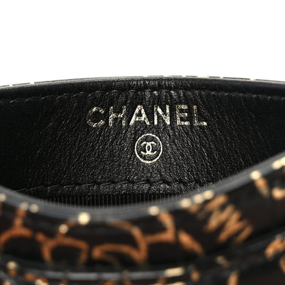 Chanel Calfskin Crocodile Embossed Graffiti 2.55 Cocodile Reissue Card Holder Black Gold 6 of 10