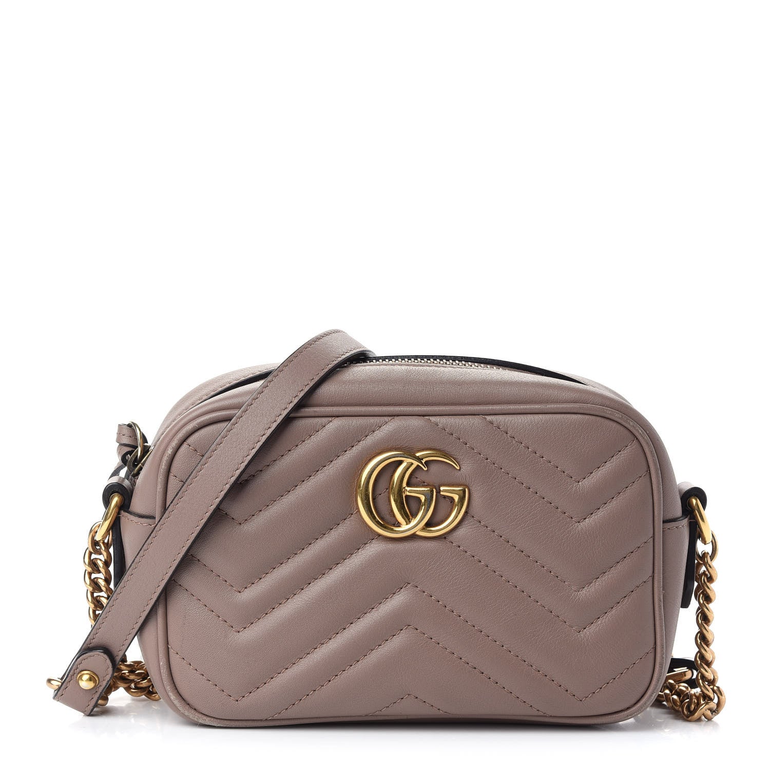 Gucci Calfskin Matelasse Mini GG Marmont Chain Shoulder Bag Porcelain Rose 1 of 9