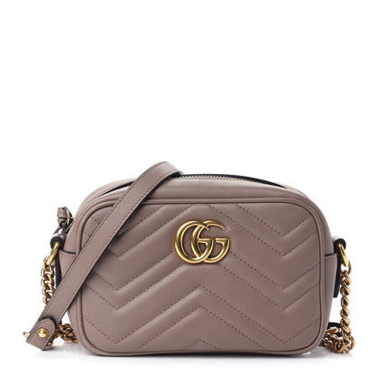 Gucci Calfskin Matelasse Mini GG Marmont Chain Shoulder Bag Porcelain Rose 1 of 9
