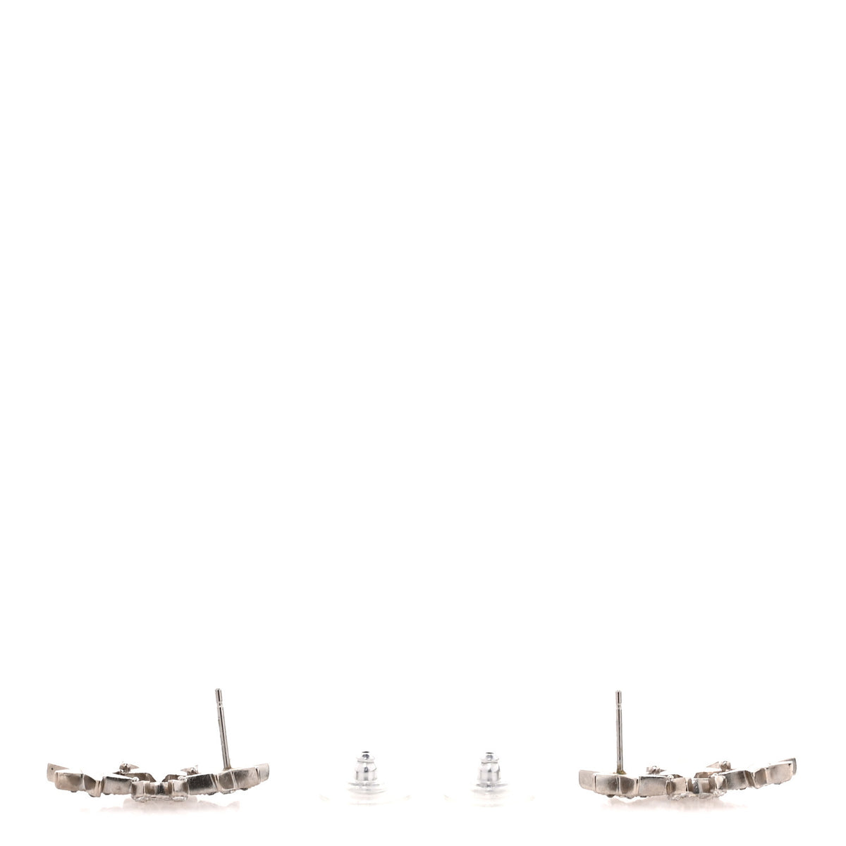 Chanel Crystal Star CC Earrings Silver 3 of 4