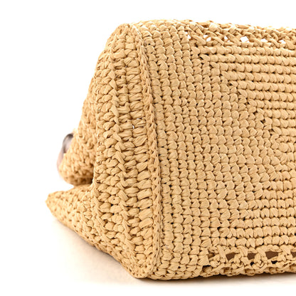 Miu Miu Raffia Crochet Woven Tote Bag Beige 9 of 10