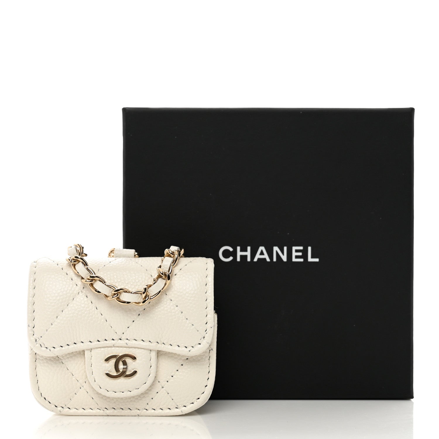 Chanel Caviar Quilted Airpods Pro Case White 9 of 9