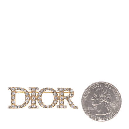 Christian Dior Crystal Dior Logo Brooch Gold 2 of 5